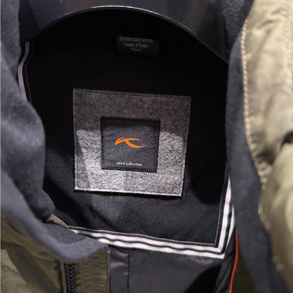 Men's Olive Green Ski Jacket with Fur Hood - Picture 2 of 11